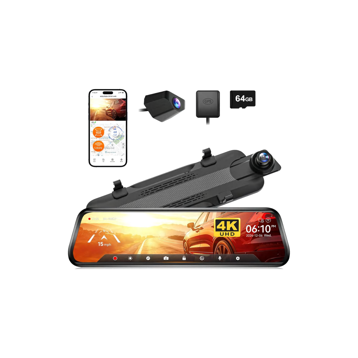 دوربین آینهای WOLFBOX G930 | 4K 10 اینچ